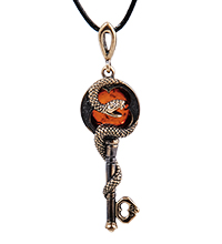 AM- 286 Подвеска «Змея Ключик» (латунь, янтарь)