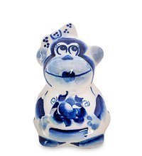 ГЛ- 327 Фигурка «Обезьянка девочка» (Гжельский фарфор)