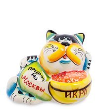 ГЛ- 344 Фигурка «Кот-Икра» цв.(Гжельский фарфор)