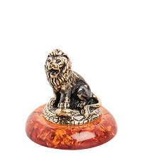 AM- 991 Фигурка «Знак зодиака - Лев» (латунь, янтарь)
