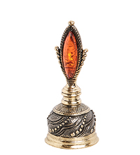 AM-1018 Фигурка «Колокольчик Перышко» (латунь, янтарь)