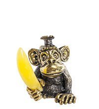AM-1148 Фигурка «Обезьяна с бананом Лилу» (латунь, янтарь)