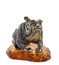 AM-1301 Фигурка «Английский бульдог» (латунь, янтарь)