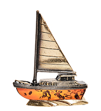 AM-1807 Фигурка «Яхта» (латунь, янтарь)