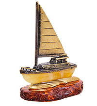 AM-1818 Фигурка «Яхта» (латунь, янтарь)