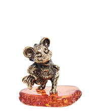 AM-1833 Фигурка «Мышь-плясунья» (латунь, янтарь)