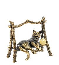 AM-1909 Фигурка «Кот сельский» (латунь, янтарь)