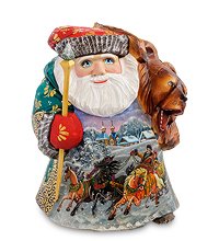 РД- 39 Фигурка Дед Мороз с медведем (Резной) 21см