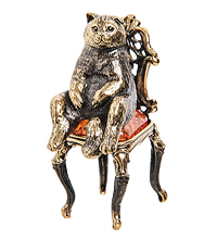 AM-1921 Фигурка «Кот Жизнь удалась» (латунь, янтарь)