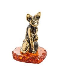 AM-1934 Фигурка «Кошка Сфинкс египетская» (латунь, янтарь)