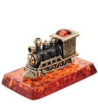 AM-1948 Фигурка «Паровоз» (латунь, янтарь)