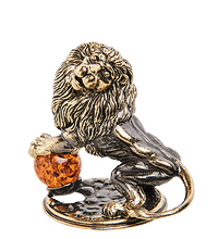 AM-2013 Фигурка «Лев Цирковой» (латунь, янтарь)