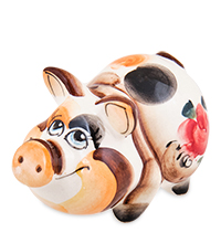 ГЛ- 504 Фигурка «Поросенок» цв. (Гжельский фарфор)