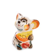 ГЛ- 551 Фигурка «Мышь с сыром» ср. цв.  (Гжельский фарфор)