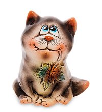 АБ- 68 Фигурка керамическая «Кот с кленовым листом»