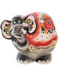 ГЛ- 666/1 Фигурка «Слон» цв. Золото (Гжельский фарфор)