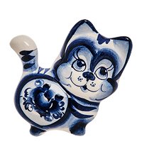 ГЛ- 679 Магнит «Кот-Фантик»  (Гжельский фарфор)