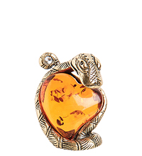 AM- 306 Фигурка «Змея с сердцем» (латунь, янтарь)