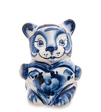 ГЛ- 037 Фигурка «Тигренок с сердцем» (Гжельский фарфор)