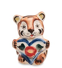 ГЛ- 038 Фигурка «Тигренок с сердцем» цв. (Гжельский фарфор)