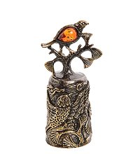 AM-2691 Колокольчик «Свиристели» (латунь, янтарь)