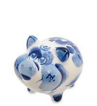 ГЛ- 246 Фигурка «Поросенок-Боря» (Гжельский фарфор)