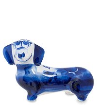 ГЛ- 273 Фигурка «Такса Тези» (Гжельский фарфор)