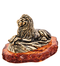 AM-3158 Фигурка «Лев Саванна» (латунь, янтарь)