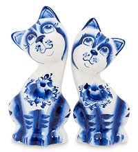 ГЛ- 239 Фигурка «Пара котов» мал. (Гжельский фарфор)