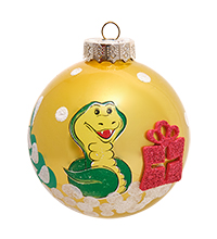 НФШ-1612 Ел.украшение Шар «Змея с подарком» 85 мм