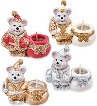 F-T1465-7 Подсвечники «Мышка» микро ассорт 4 шт