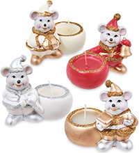 F-T1443-7 Подсвечники «Мышка» мал. ассорт 4 шт