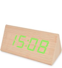 ЯЛ-07-21/ 2 Часы электронные бол. треугольные (бежевые с зеленым циферблатом)