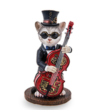 WS-1240/ 3 Статуэтка в стиле Стимпанк «Мистер Кот с контрабасом»